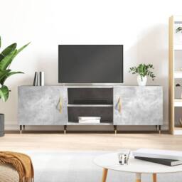 Berkfield Home TV Cabinet Concrete Grey 150x30x50 cm Engineered Wood - Size: 150 x 30 x 50 cm - thumbnail 2