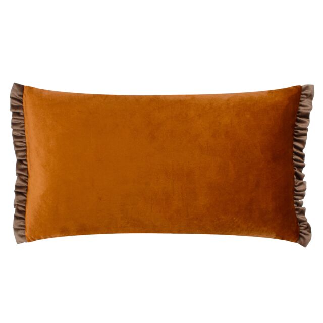 Wylder Tilly Velvet Frill Reversible Cushion in Burnt Orange - Size: 30 cm x 50 cm - image 1