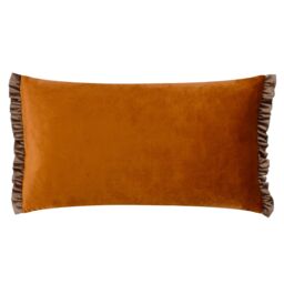 Wylder Tilly Velvet Frill Reversible Cushion in Burnt Orange - Size: 30 cm x 50 cm