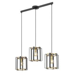 Netlighting Primero Modern 3 Light Bar Pendant Ceiling Light in Black - thumbnail 2