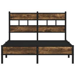 Berkfield Home Bed Frame without Mattress with Headboard Sonoma Oak 120x200 cm in Brown - Size: Small Double - thumbnail 4