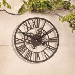 Marco Paul Mechanical Skeleton Wall Clock Indoor Outdoor in Brown