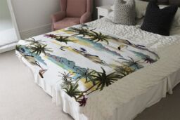Benjamin Tate Design Palm Trees Blanket in Natural - Size: 120 cm x 150 cm - thumbnail 3