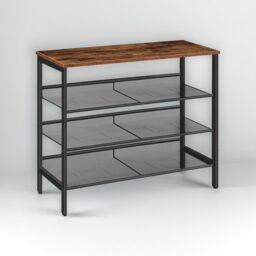 Rafaelo Mobilia 4-Tier Shoe Rack with 3 Adjustable Mesh Shelves in Brown - thumbnail 3