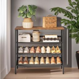 Rafaelo Mobilia 4-Tier Shoe Rack with 3 Adjustable Mesh Shelves in Brown - thumbnail 5