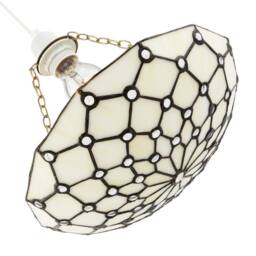 Happy Homewares White Toned & Clear Beaded Tiffany Glass Easy Fit Bowl Pendant Shade - thumbnail 4