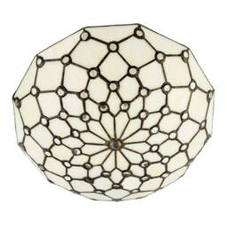 Happy Homewares White Toned & Clear Beaded Tiffany Glass Easy Fit Bowl Pendant Shade - thumbnail 5