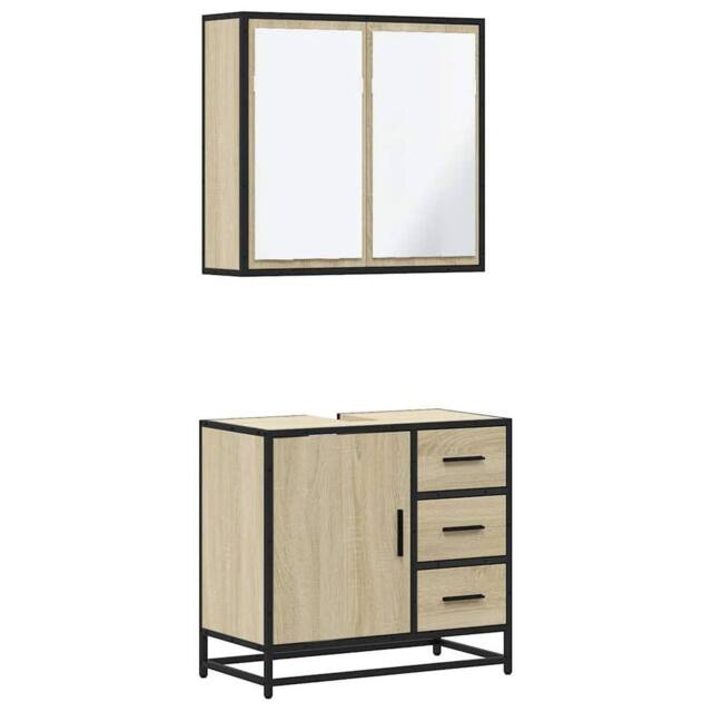 Berkfield Home 2 Piece Bathroom Furniture Set Sonoma Oak Engineered Wood in Light Tan - image 1