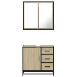 Berkfield Home 2 Piece Bathroom Furniture Set Sonoma Oak Engineered Wood in Light Tan - thumbnail 5