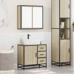 Berkfield Home 2 Piece Bathroom Furniture Set Sonoma Oak Engineered Wood in Light Tan - thumbnail 3