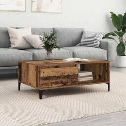 Berkfield Home Coffee Table Old wood 90 x 60 x 35 cm Engineered wood in Brown - thumbnail 2