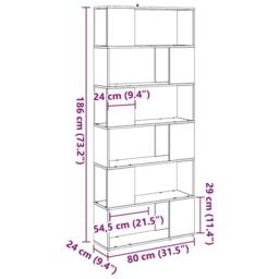 Berkfield Home Book Cabinet/Room Divider Artisian Oak 80x24x186 cm in Brown - Size: 80 x 24 x 186 cm - thumbnail 9