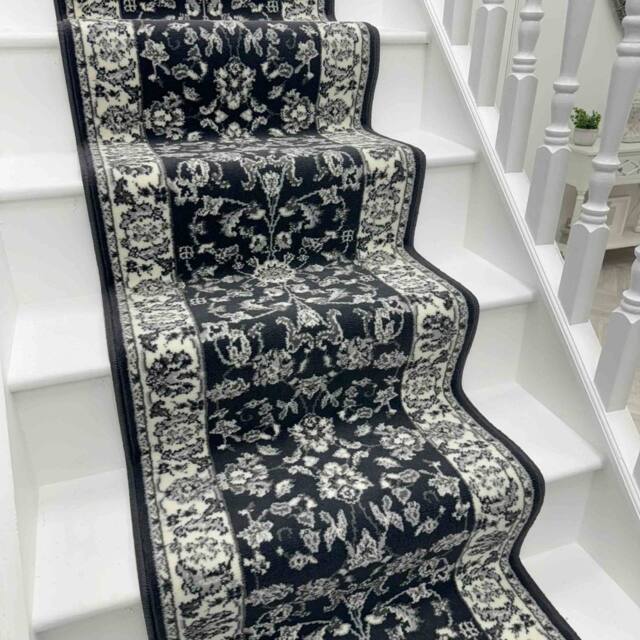 runrug Stair Runner Carpet for Staircases - Soft & Comfy, 9mm - 'Traditional' in Dark Grey - Size: 60 cm x 690 cm - image 1