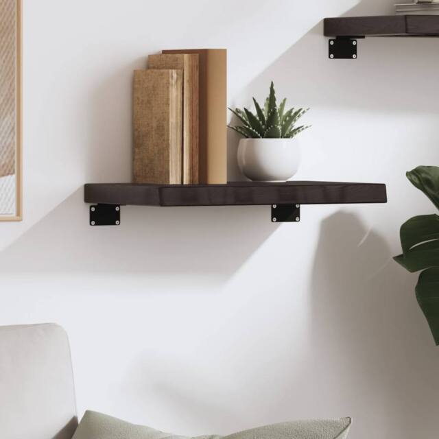 Berkfield Home Beautiful Wall Shelf Dark Grey 40x30x(2-4) cm Treated Solid Wood Oak in Dark Brown - image 1