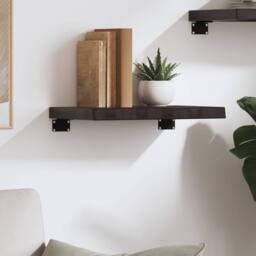 Berkfield Home Beautiful Wall Shelf Dark Grey 40x30x(2-4) cm Treated Solid Wood Oak in Dark Brown - thumbnail 1