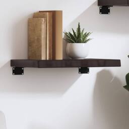 Berkfield Home Beautiful Wall Shelf Dark Grey 40x30x(2-4) cm Treated Solid Wood Oak in Dark Brown - thumbnail 2