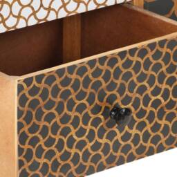 Berkfield Home Sideboard with Printed Pattern 130x30x70 cm Solid Mango Wood in Brown - Size: 130 x 30 x 70 cm - thumbnail 6