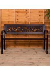Home Discount Garden Vida Steel Garden Bench Rose 3 Seater Outdoor Furniture in Black - thumbnail 3
