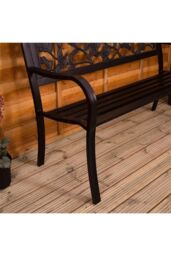 Home Discount Garden Vida Steel Garden Bench Rose 3 Seater Outdoor Furniture in Black - thumbnail 4