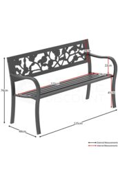 Home Discount Garden Vida Steel Garden Bench Rose 3 Seater Outdoor Furniture in Black - thumbnail 2