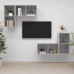 Berkfield Home Wall-mounted TV Cabinets 4 pcs Concrete Grey Engineered Wood - thumbnail 2