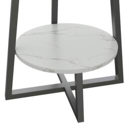 KORVIXA 60*55cm Marble Effect Round Side End Table in White - Size: 100 cm - thumbnail 3