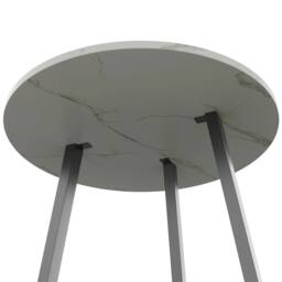 KORVIXA 60*55cm Marble Effect Round Side End Table in White - Size: 100 cm - thumbnail 4
