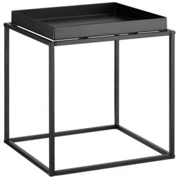 tectake Bedside Table Cambridge - With Tray-Shaped Shelf, 40 X 40 X 44 Cm in Black - thumbnail 1