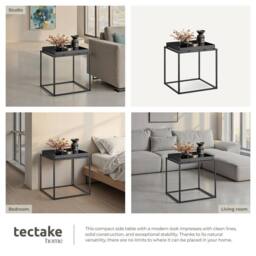 tectake Bedside Table Cambridge - With Tray-Shaped Shelf, 40 X 40 X 44 Cm in Black - thumbnail 5