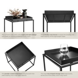 tectake Bedside Table Cambridge - With Tray-Shaped Shelf, 40 X 40 X 44 Cm in Black - thumbnail 4