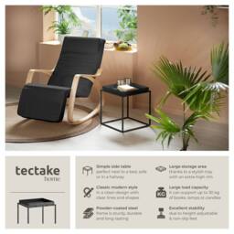 tectake Bedside Table Cambridge - With Tray-Shaped Shelf, 40 X 40 X 44 Cm in Black - thumbnail 2