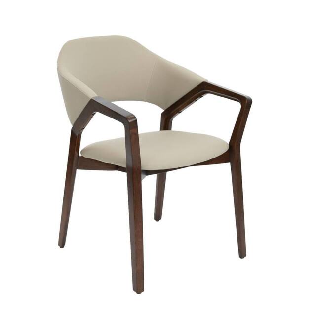 Angel Cerda Mink Leatherette Dining Chair with Walnut-Coloured in Beige - image 1