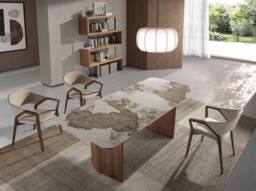 Angel Cerda Mink Leatherette Dining Chair with Walnut-Coloured in Beige - thumbnail 4