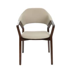 Angel Cerda Mink Leatherette Dining Chair with Walnut-Coloured in Beige - thumbnail 2