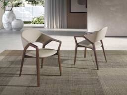 Angel Cerda Mink Leatherette Dining Chair with Walnut-Coloured in Beige - thumbnail 3