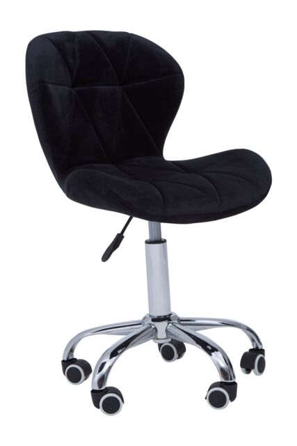 Orsina Velvet Quilted Home Office Chair in Black - image 1