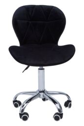 Orsina Velvet Quilted Home Office Chair in Black - thumbnail 2