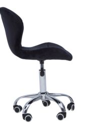 Orsina Velvet Quilted Home Office Chair in Black - thumbnail 3