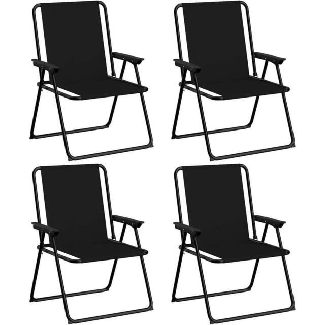 Havendro Black 4 Pack Folding Beach Chair with Armrests Portable Camping Garden - image 1