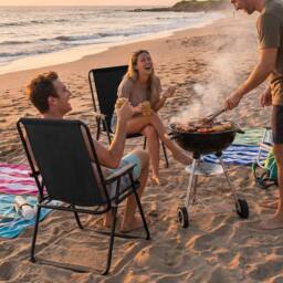 Havendro Black 4 Pack Folding Beach Chair with Armrests Portable Camping Garden - thumbnail 3