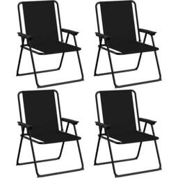 Havendro Black 4 Pack Folding Beach Chair with Armrests Portable Camping Garden - thumbnail 1