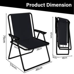 Havendro Black 4 Pack Folding Beach Chair with Armrests Portable Camping Garden - thumbnail 2