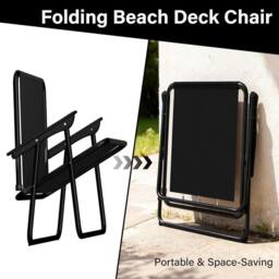 Havendro Black 4 Pack Folding Beach Chair with Armrests Portable Camping Garden - thumbnail 4
