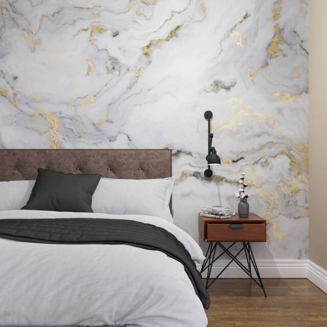 Superfresco Easy Gilded Stone Grey Gold Print To Order 3m x 2.8m Mural - image 1