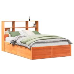 Berkfield Home Bed Frame Frame Wax Brown 150x200 cm King Size Solid Wood Pine