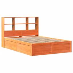 Berkfield Home Bed Frame Frame Wax Brown 150x200 cm King Size Solid Wood Pine - thumbnail 3