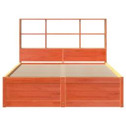 Berkfield Home Bed Frame Frame Wax Brown 150x200 cm King Size Solid Wood Pine - thumbnail 4