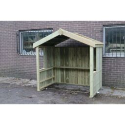 Churnet Valley Garden Furniture Ltd XL Smoking Shelter with Apex Roof - Timber - Minimal Assembly Required in Brown - thumbnail 2