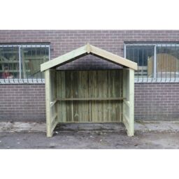 Churnet Valley Garden Furniture Ltd XL Smoking Shelter with Apex Roof - Timber - Minimal Assembly Required in Brown - thumbnail 1