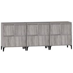 Berkfield Home Sideboards 3 pcs Grey Sonoma 60x35x70 cm Engineered Wood - Size: 60 x 35 x 70 cm - thumbnail 6